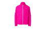 Fuchsiafarbene Fleecejacke mit Reißverschluss und Stehkragen.