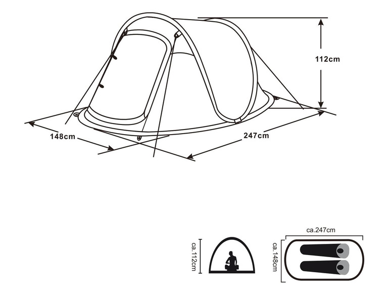 Gehe zu Vollbildansicht: ROCKTRAIL® Campingzelt Pop-Up, für 2 Personen - Bild 8