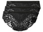 Drei schwarze Slips mit Spitze.