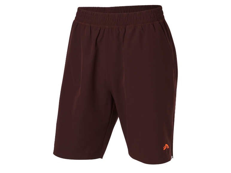 Dunkelbraune Sportshorts mit elastischem Bund.