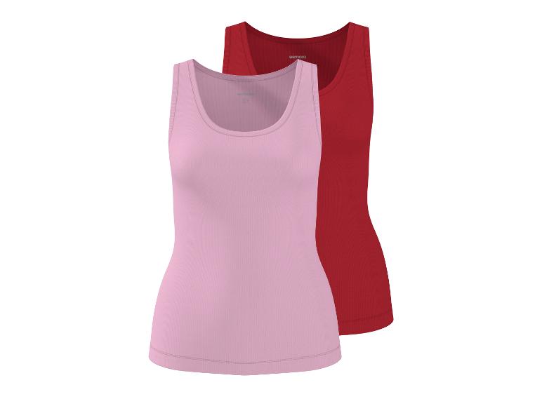 Gerippte Damen-Tanktops, eines rosa und eines rot