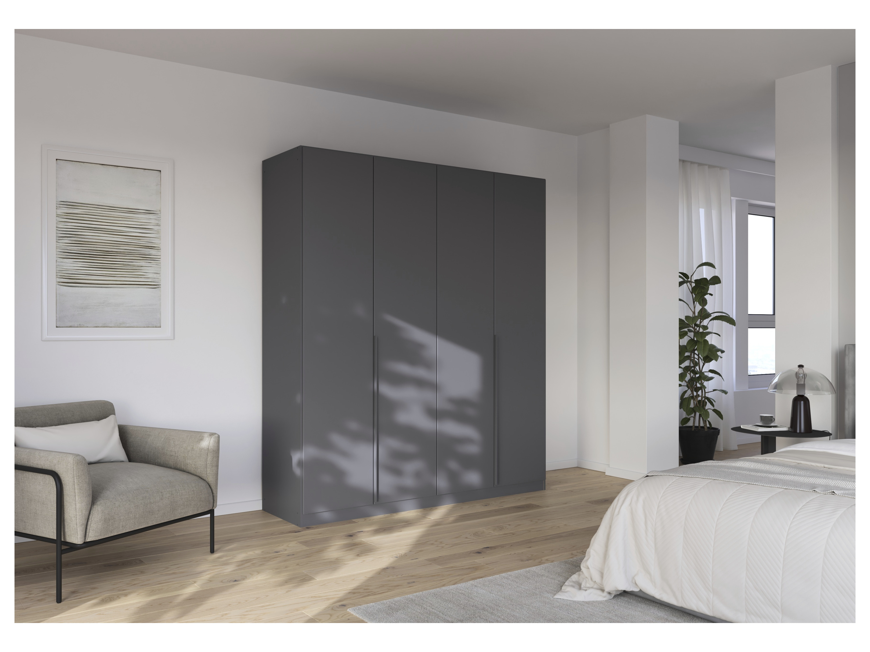 RAUCH ORANGE Drehtürenschrank Alabama (Basic-Zubehör, Graumetallic, Griffe Grau, 181 x 210 cm) – Bild 2 von 4