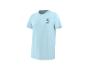 Hellblaues Kurzarm-T-Shirt mit Palmenprint und dem Text „SUNSHINE & WAVES“.
