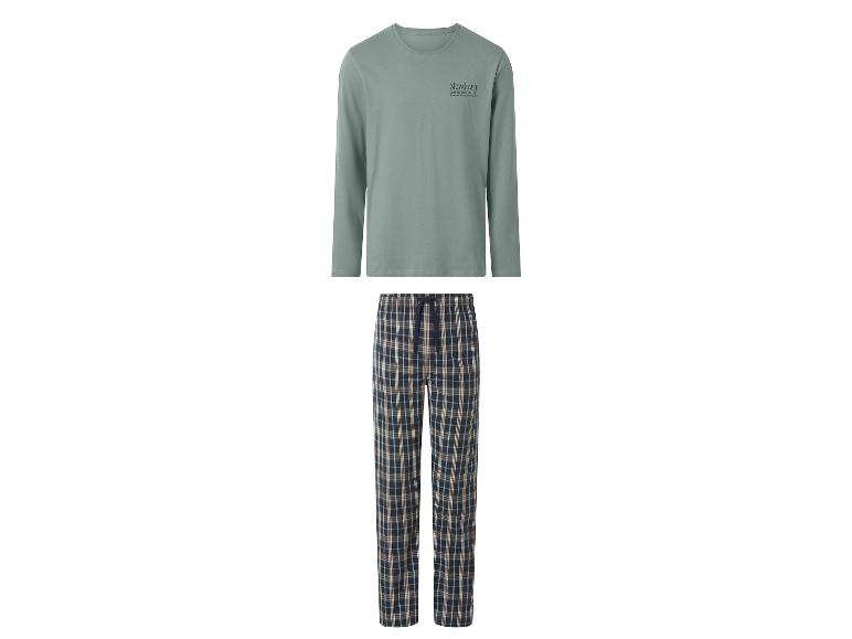 Herrenpyjama mit langärmeligem Oberteil und karierter Hose