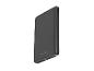 Schwarze Powerbank mit sichtbarem Logo und LED-Anzeigen