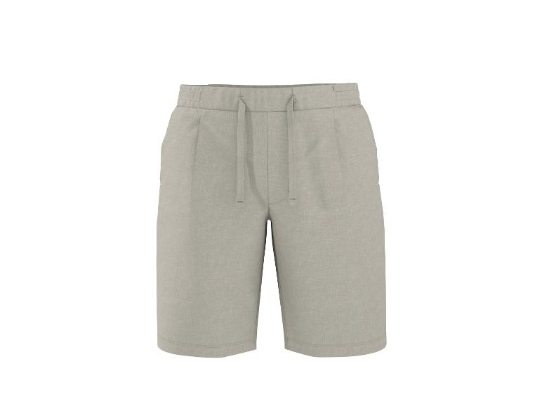 Beige Leinen-Shorts mit Kordelzug in der Taille