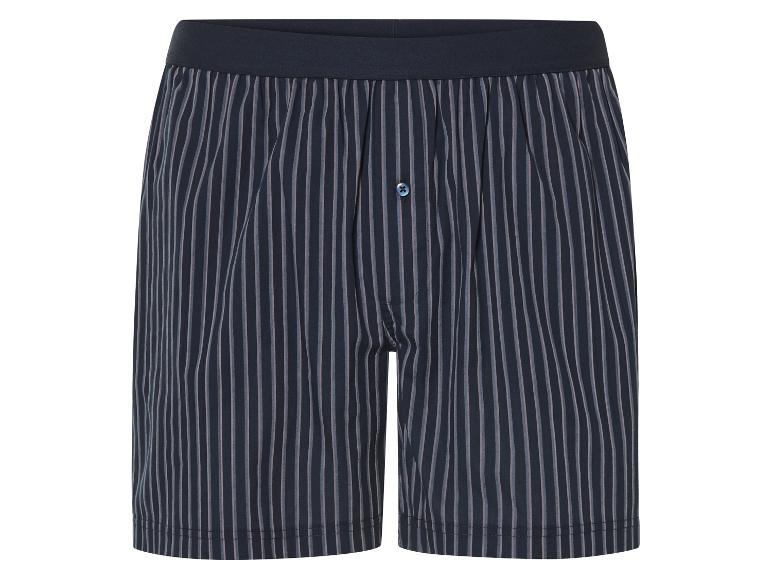 Marineblaue Herren-Boxershorts mit Streifen.