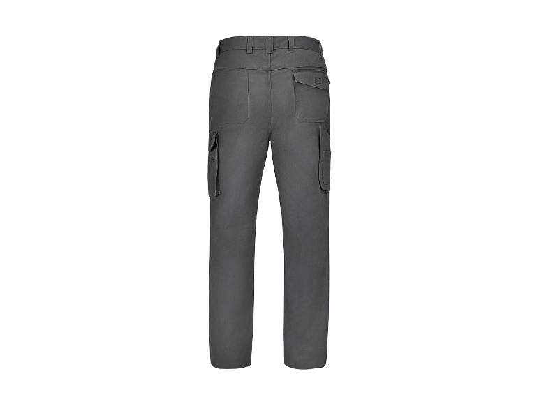 Graue Cargohose mit Gesäß- und Seitentaschen.