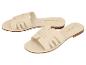 Beigefarbene flache Damensandalen mit verschlungenem Riemchendesign