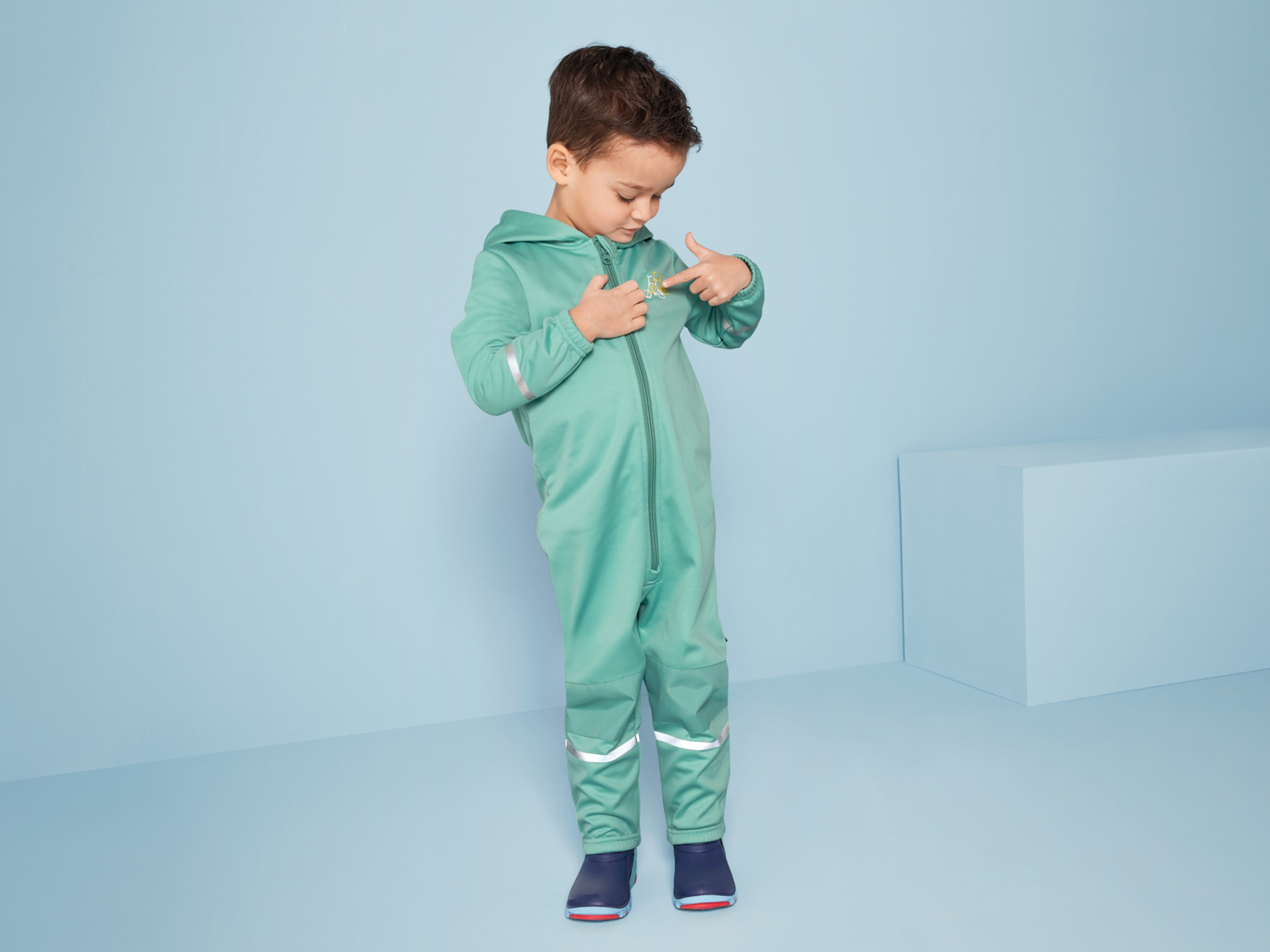 LUPILU® Baby Kleinkinder Matsch- und Buddel-Overall Softshell, gefüttert (Petrol, 98/104) – Bild 2 von 4