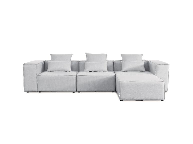 Hellgraues Modulsofa mit vier Sitzen und einer Ottomane