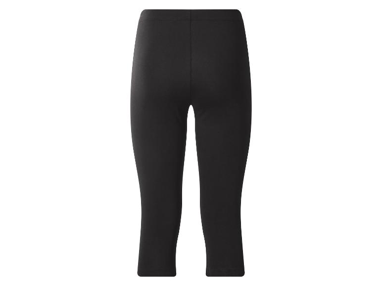Schwarze Damen-Capri-Leggings, eng anliegend und kurz geschnitten.