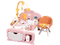 Rosa Babypflege-Spielset mit Wiege, Stuhl und Zubehör.