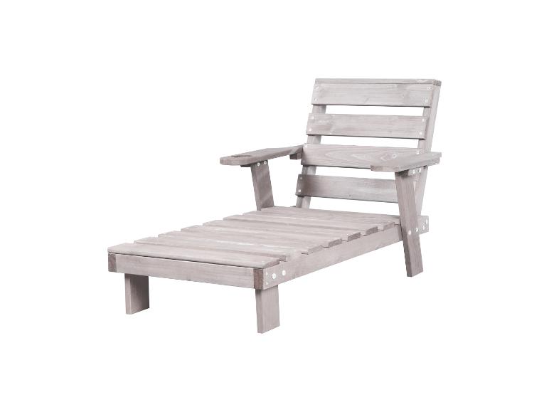 Graue Holzliege mit Getränkehalter
