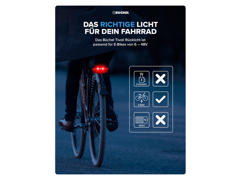 Gehe zu Vollbildansicht: Büchel Fahrrad Gepäckträgerrücklicht »Tivoli E-Bike« - Bild 2