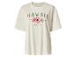 Cremefarbenes T-Shirt mit 'HAWAII EST. 1959 ALOHA' Schriftzug und rosa Hibiskusblüten