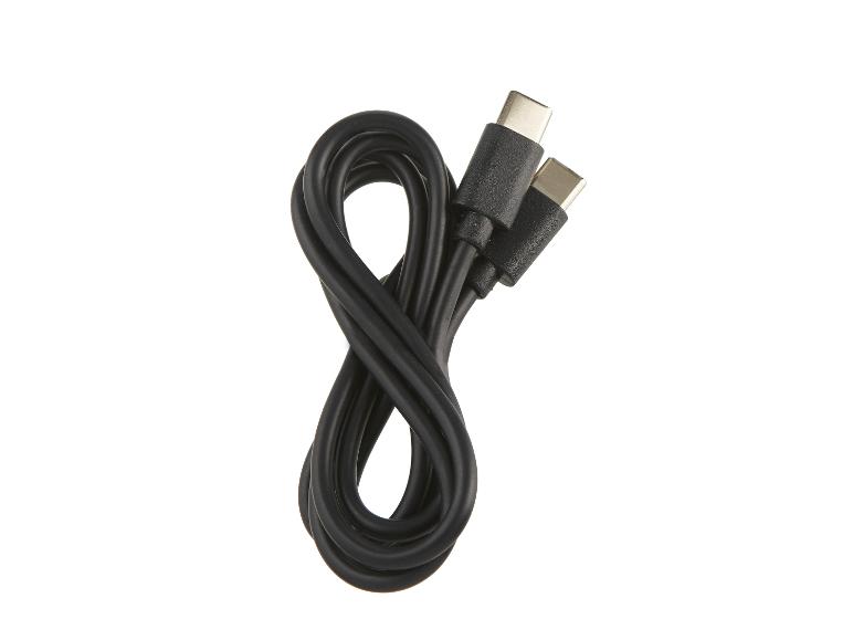Schwarzes USB-C-Kabel in Achterform aufgerollt
