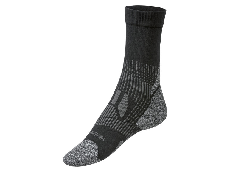 Schwarze Trekkingsocken mit 'Trekking' Logo.