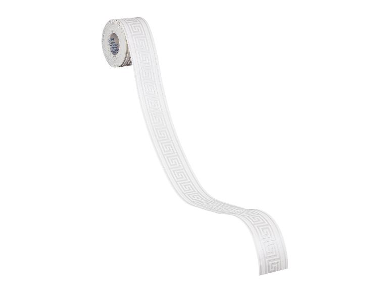 Weiße Zierleiste mit griechischem Muster, von einer Rolle abgerollt