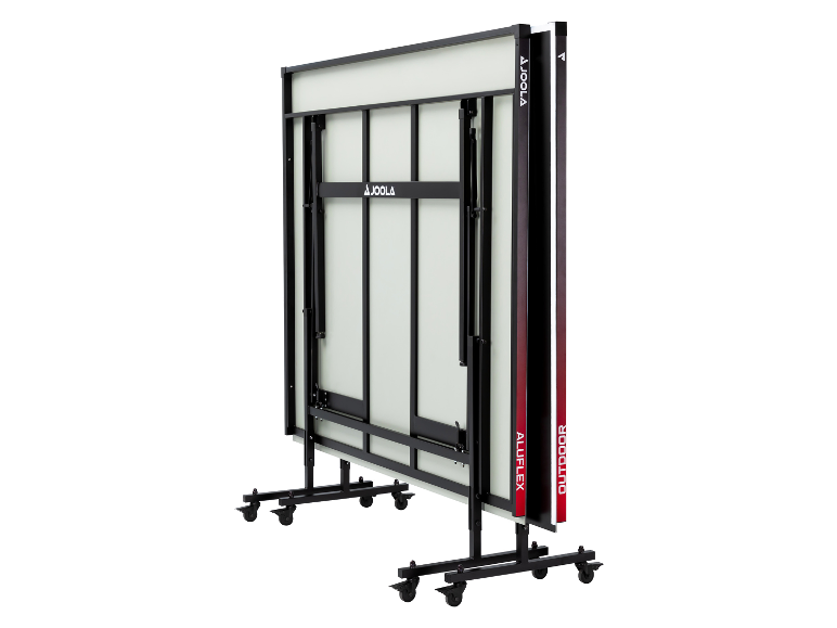 Klappbarer Joola Aluflex Tischtennistisch auf Rollen.