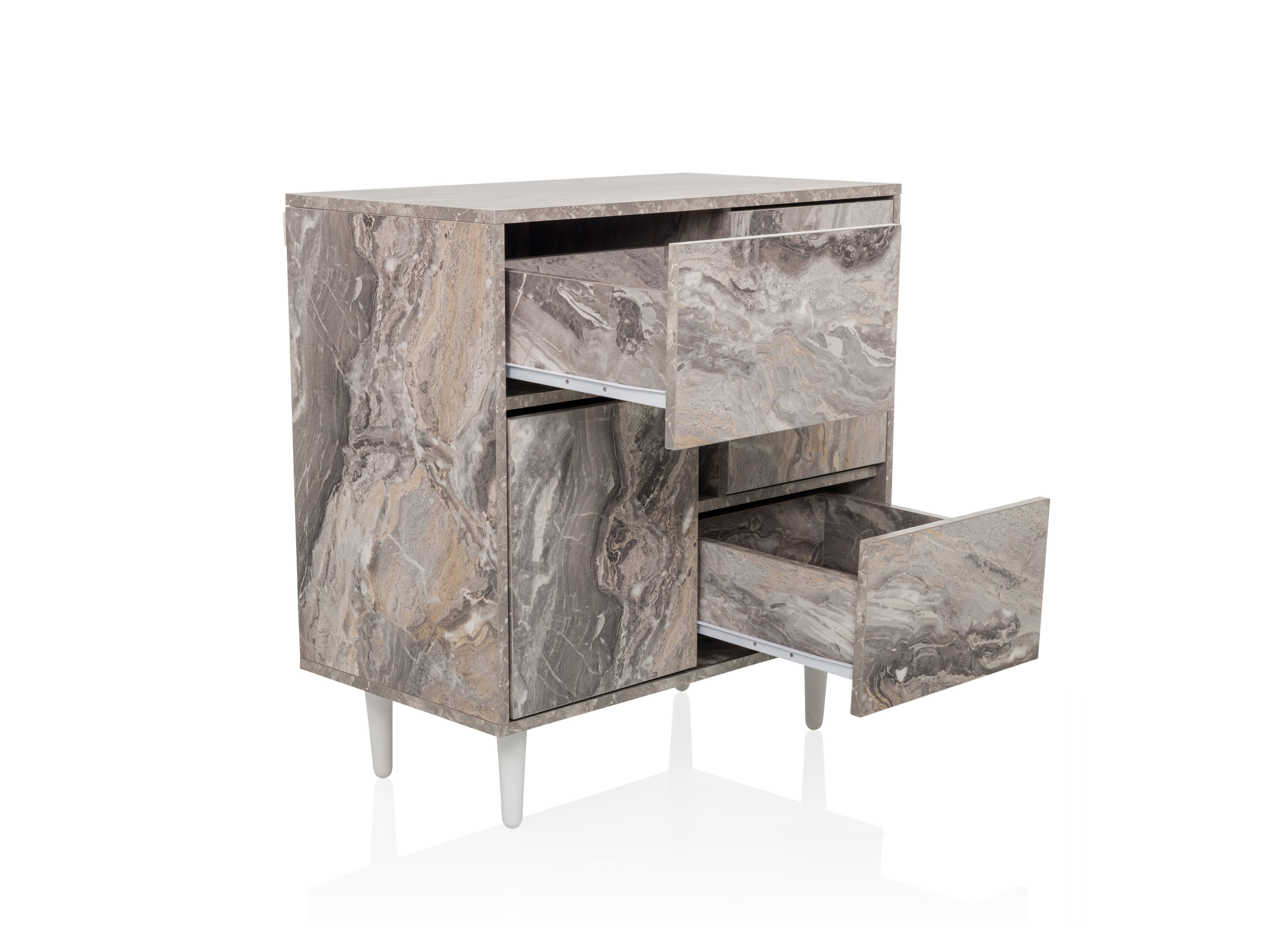 HJH LIVING Sideboard / Kommode LYKKJA (weiß/marmor) – Bild 4 von 4
