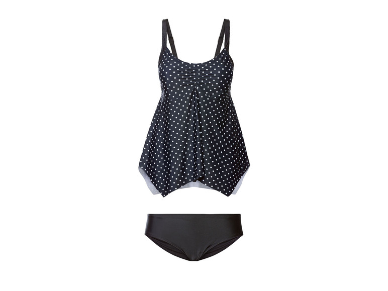 Gehe zu Vollbildansicht: esmara® Damen Tankini, 2-teilig, mit verstellbaren Trägern, gepunktet/schwarz - Bild 1