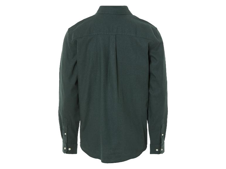 Dunkelgrünes Langarmhemd, Rückansicht.