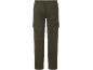 Dunkelgrüne Herren-Cargohose mit elastischem Bund und Taschen.