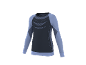 Langärmliges Thermoshirt in Dunkelgrau mit hellblauen Akzenten und Mustern.