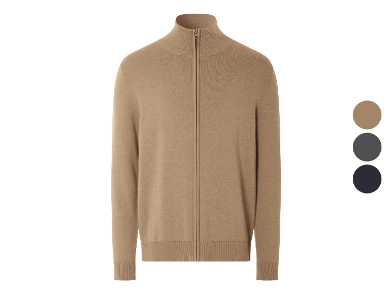 Beige Herren-Zipper-Pullover.