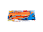 Orange-blauer Spielzeug-Autotransporter in der Verpackung