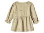 Kinderkleid aus beigem Cord mit lila Blumenstickerei