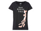 Schwarzes T-Shirt mit der Pink Panther und dem Text 'Good Morning Vibes'.