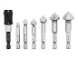 Set aus sieben Senkbohrern, in verschiedenen Größen von 6,3 mm bis 20,5 mm.