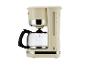 Beige Kaffeemaschine mit Glaskanne, mit Messskala bis 10 Tassen.