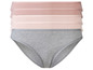Ein Set aus drei grauen und rosafarbenen Slips.