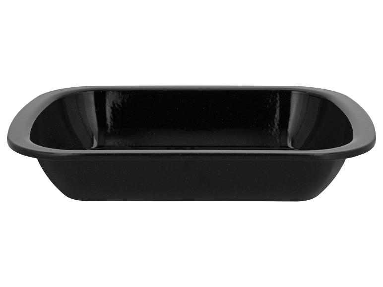 Schwarze rechteckige Emaille-Backform