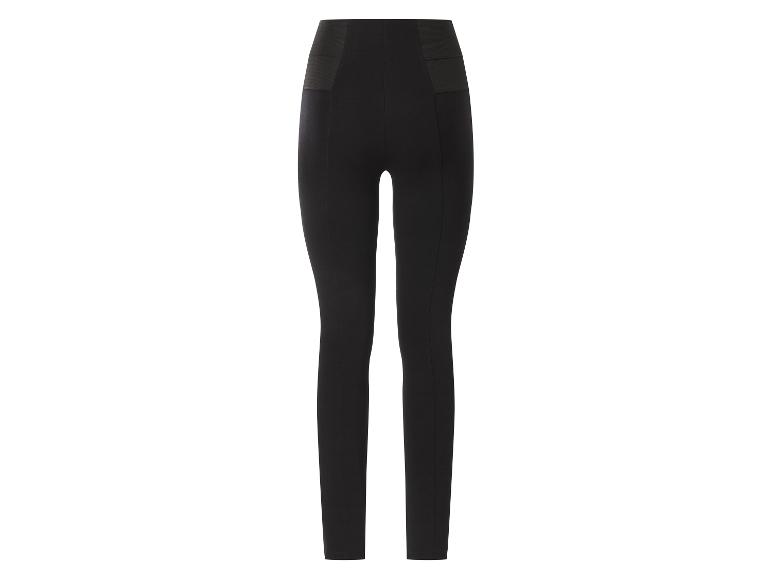Schwarze Damen-Leggings mit breitem, elastischem Bund.