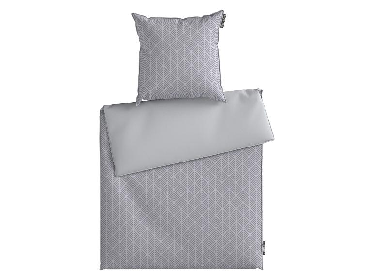 MICHALSKY graues gemustertes Bettwäsche-Set mit einem unifarbenen grauen Kissenbezug.