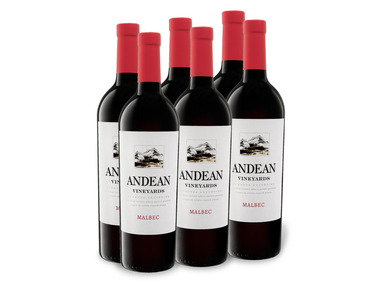 6 x 0,75-l-Flasche Weinpaket Andean Vineyards Malbec Argentinien trocken, Rotwein