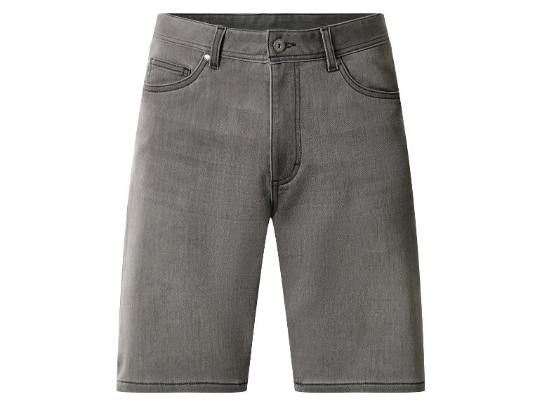Herren-Jeansshorts in Grau mit Taschen und Knopf.