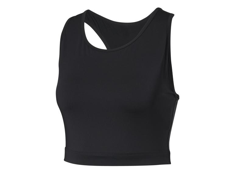 Schwarzes Sport-Top, ärmellos.