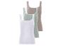 Drei weiße, grüne und beige Tanktops mit Spitze.