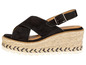 Schwarze Wildledersandalen mit Espadrillesohlen.