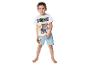Paw Patrol Kinderpyjama: T-Shirt und hellblaue Shorts, Sonnen-Motiv.