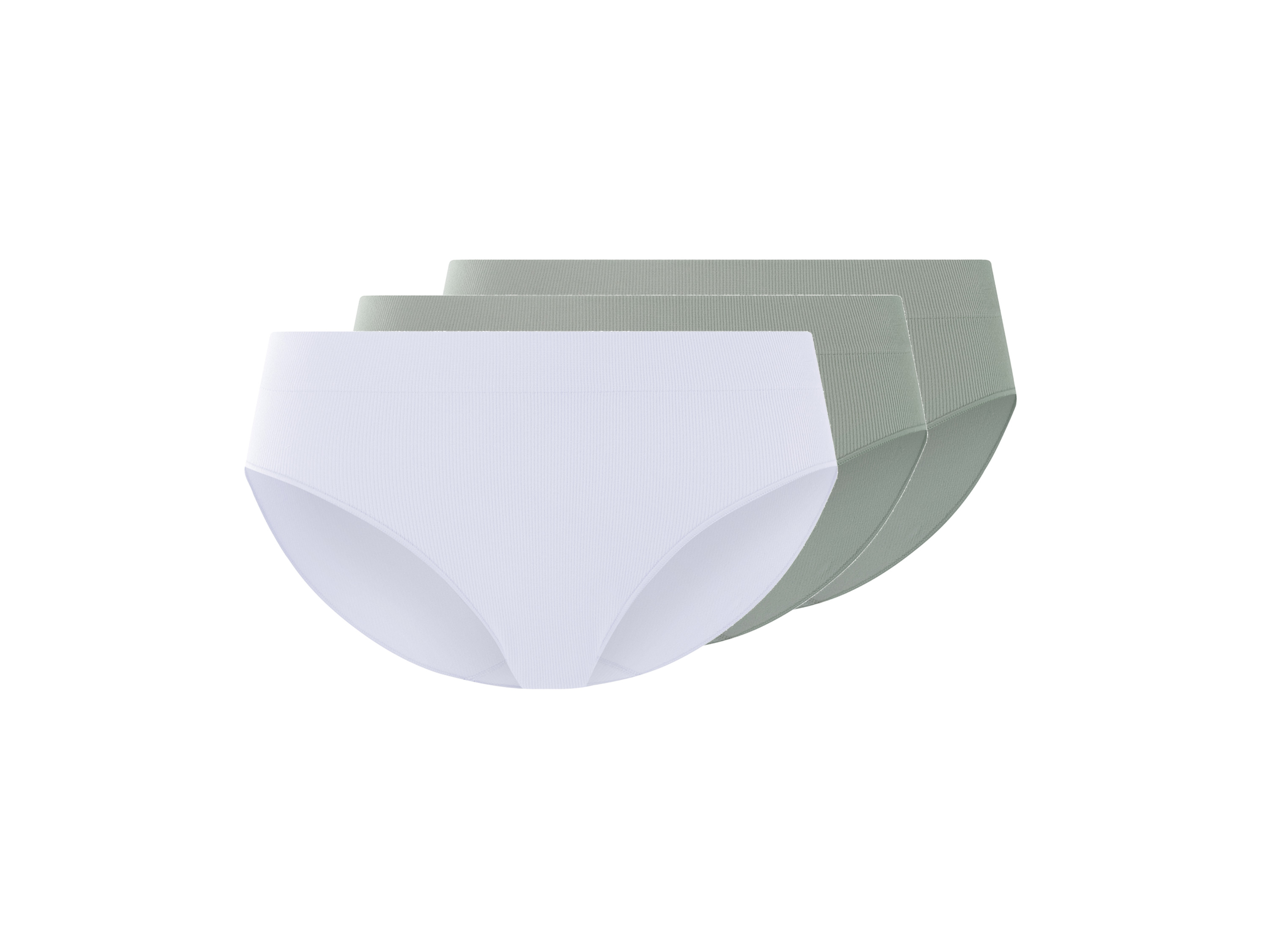 esmara® Damen Slip Rippe seamless 3 Stück (Grün/Weiß, S(36/38))““ | 00 grün/weiß
