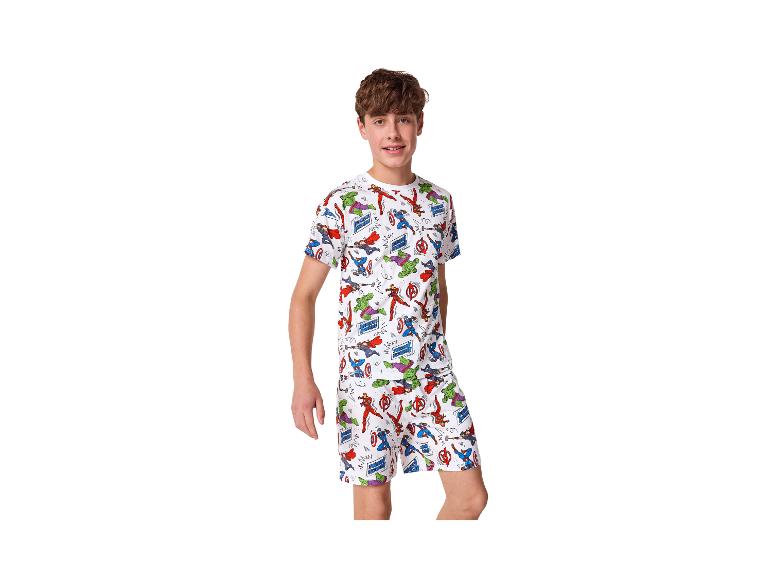Weißer kurzer Pyjama mit Superheldenmuster für Jungen