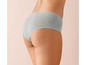 Graue Baumwoll-Slips mit elastischem Bund.