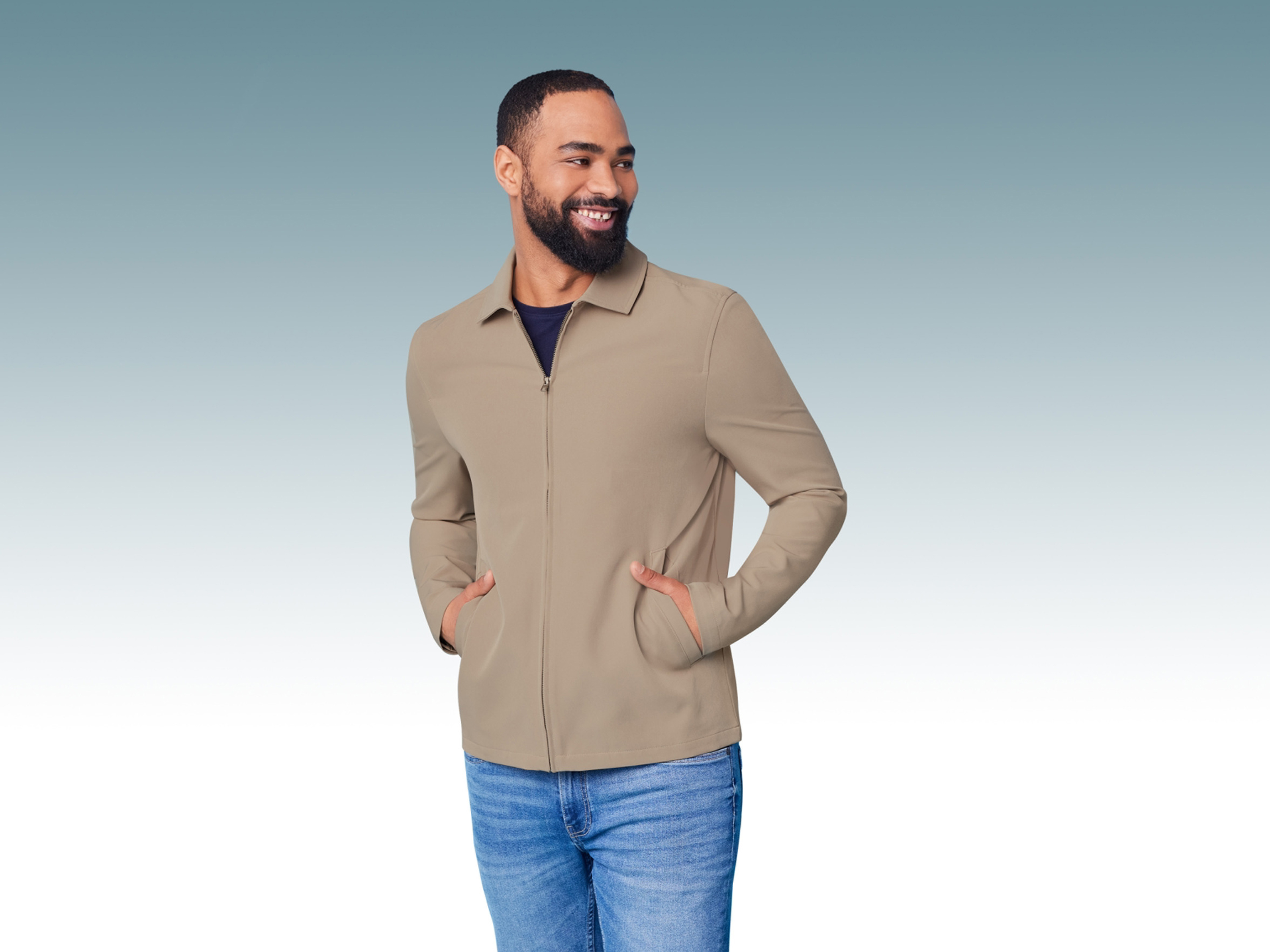 LIVERGY® Herren Jacke Kentkragen (Beige, L (52/54)) – Bild 2 von 4