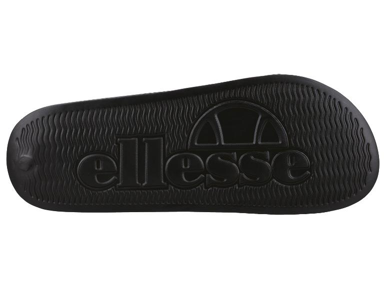 Schwarze Ellesse Damen-Slides mit Logo auf der Sohle